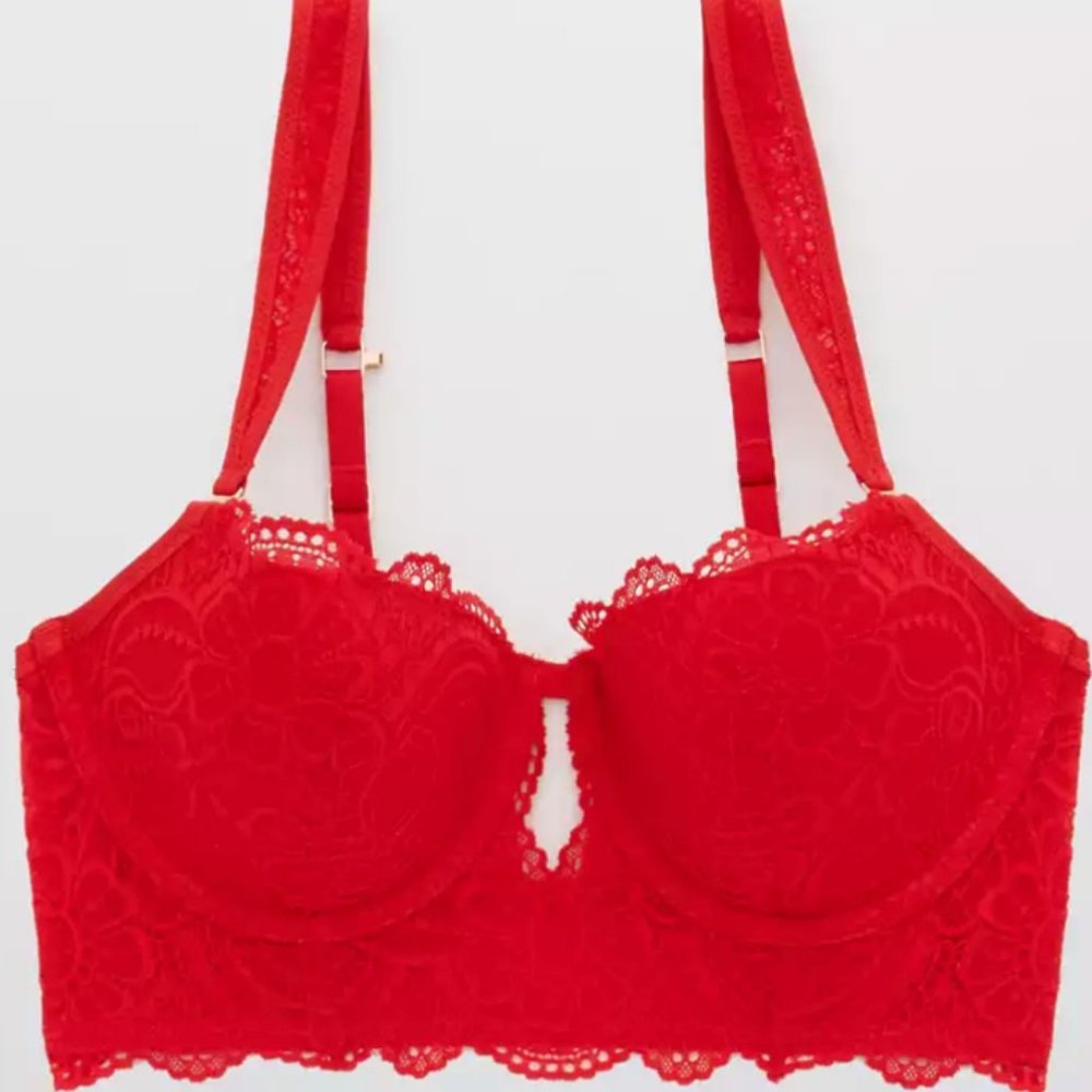 Aerie Real Power Balconette Lightly Lined Slumber Party Lace Bra